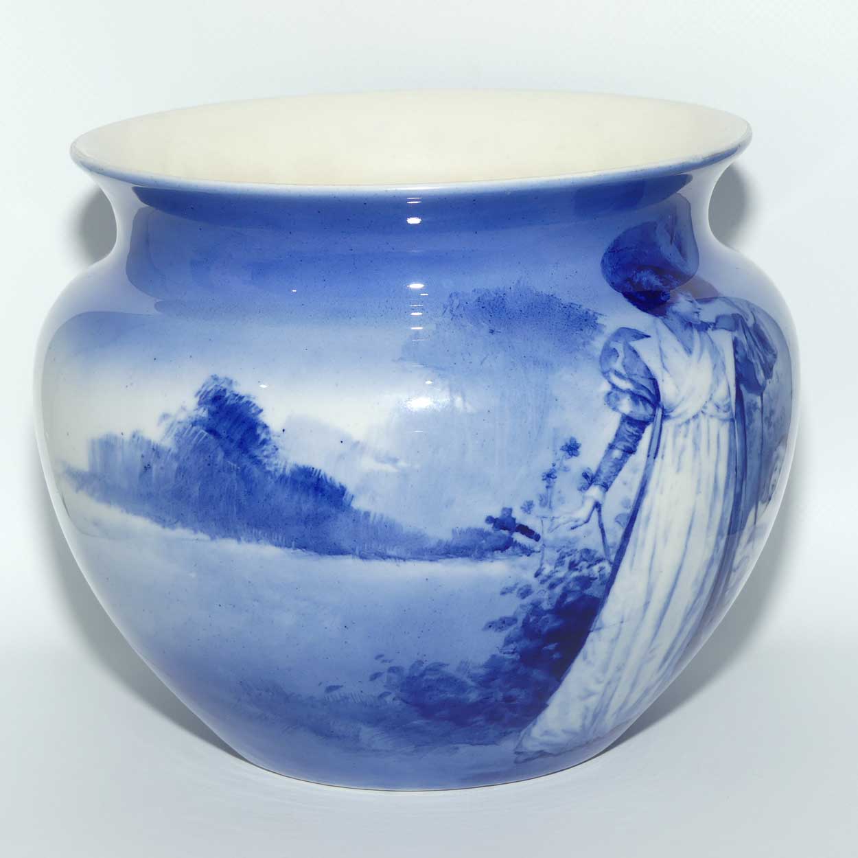 Royal Doulton Blue Childrens Regent shape jardiniere | Woman with Child holding Cloak