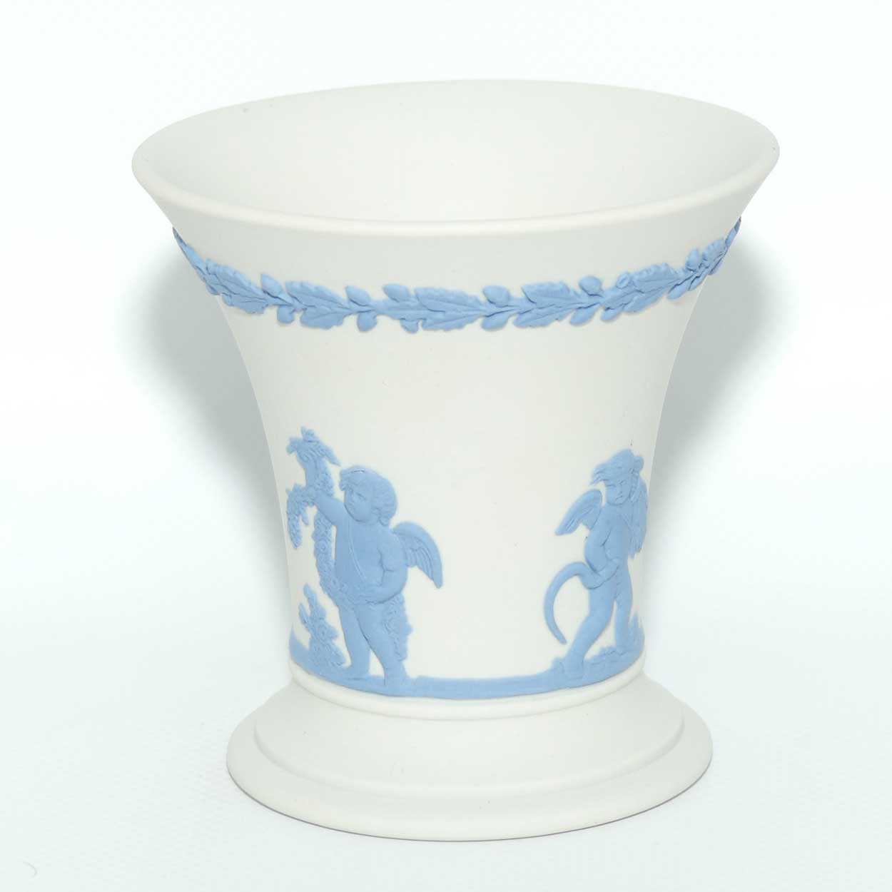 Wedgwood Jasper | Blue on White | trumpet vase | 8.5cm tall