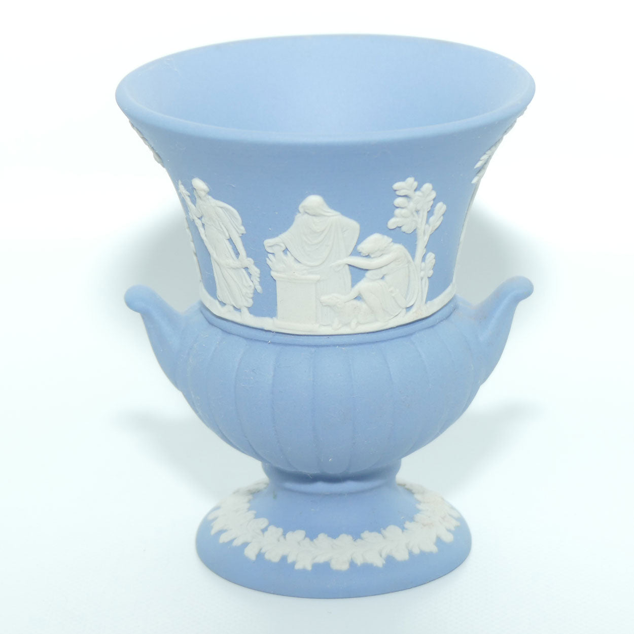 Wedgwood Jasper | White on Pale Blue | Maidens Campagna shape vase | #2