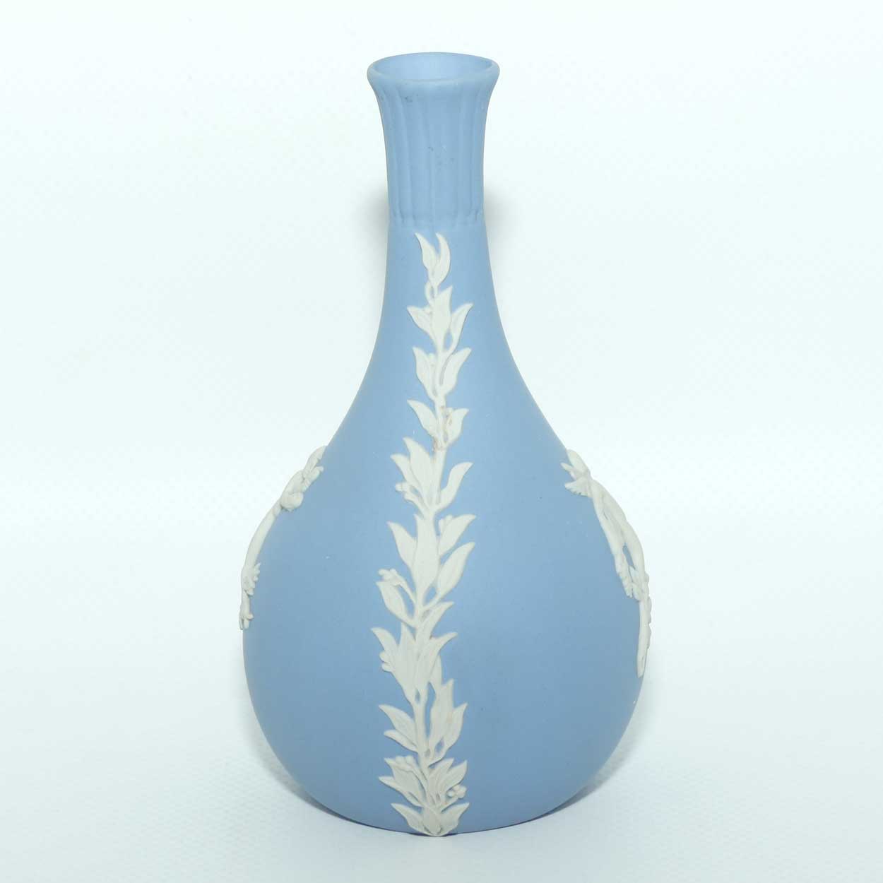Wedgwood Jasper | White on Pale Blue | Narrow neck bud vase | Cupid design | #1