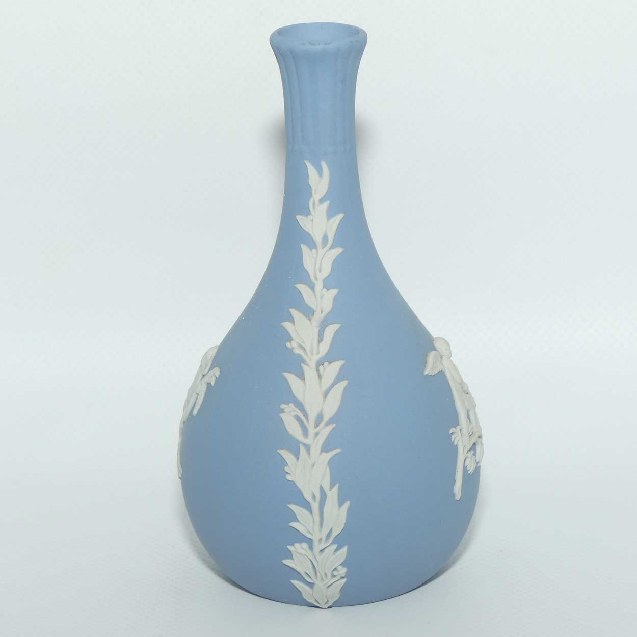 Wedgwood Jasper | White on Pale Blue | Narrow neck bud vase | Cupid design | #2