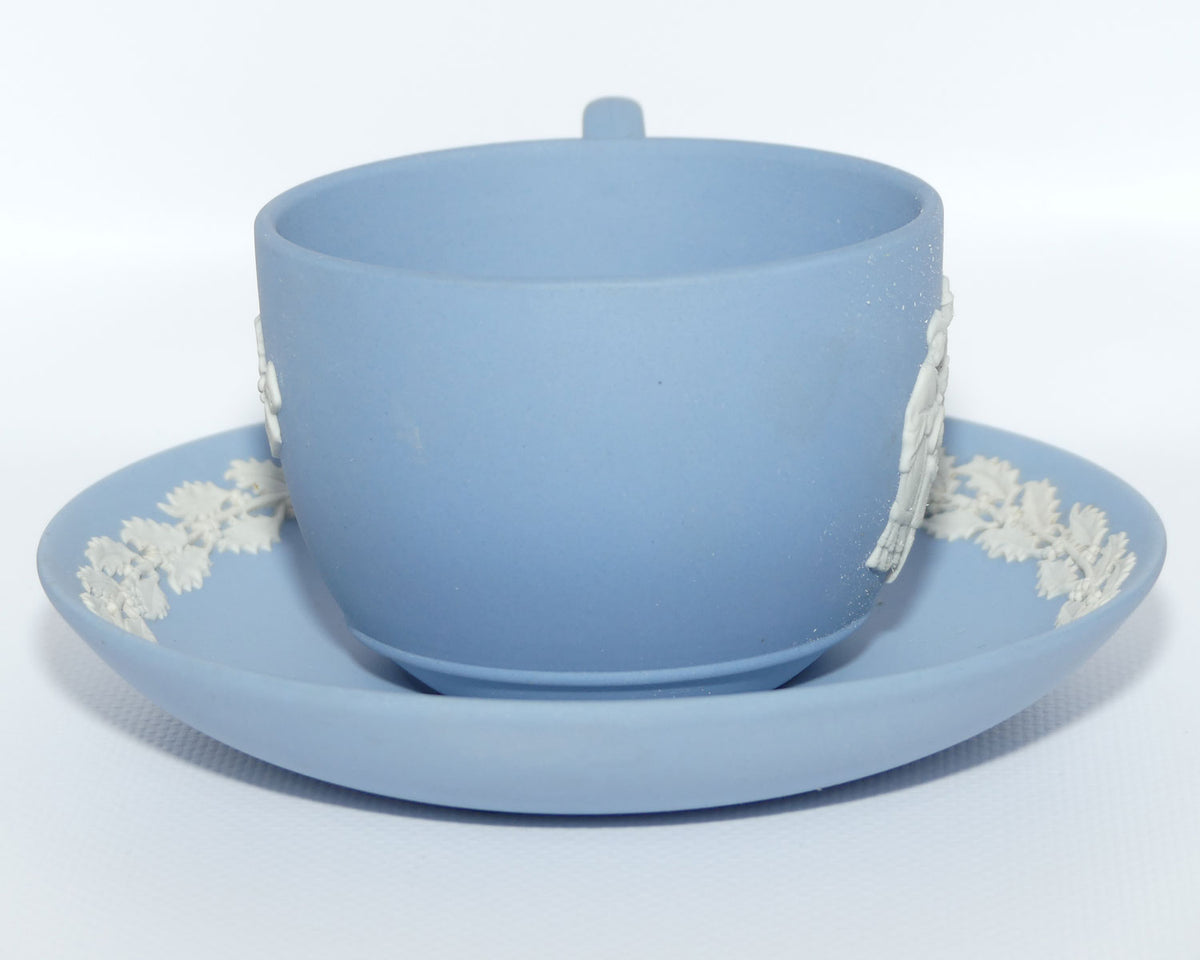 Wedgwood Jasper | White on Pale Blue cup and saucer | Merry Christmas 1993