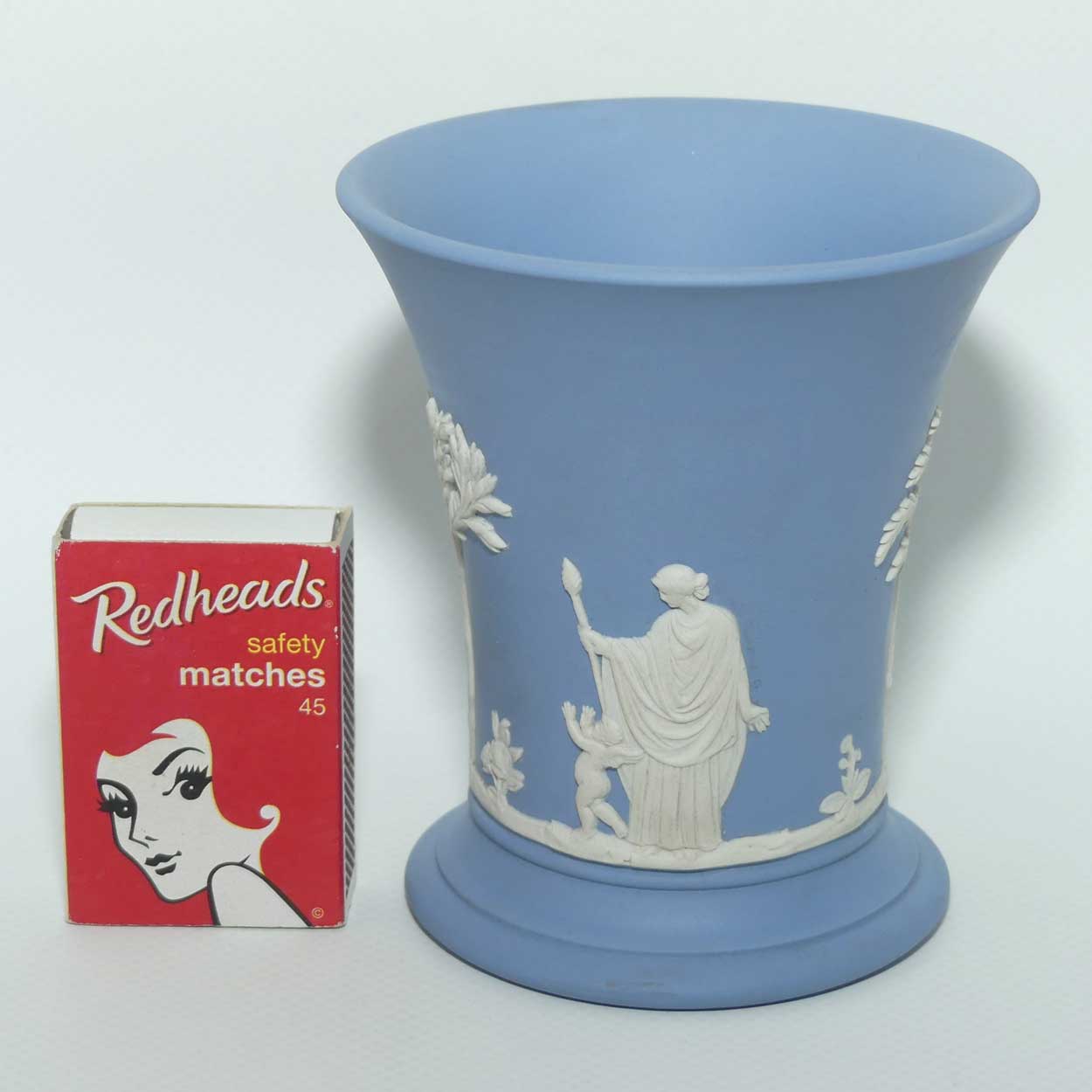Wedgwood Jasper | White on Pale Blue | Flaired and Footed vase | #3