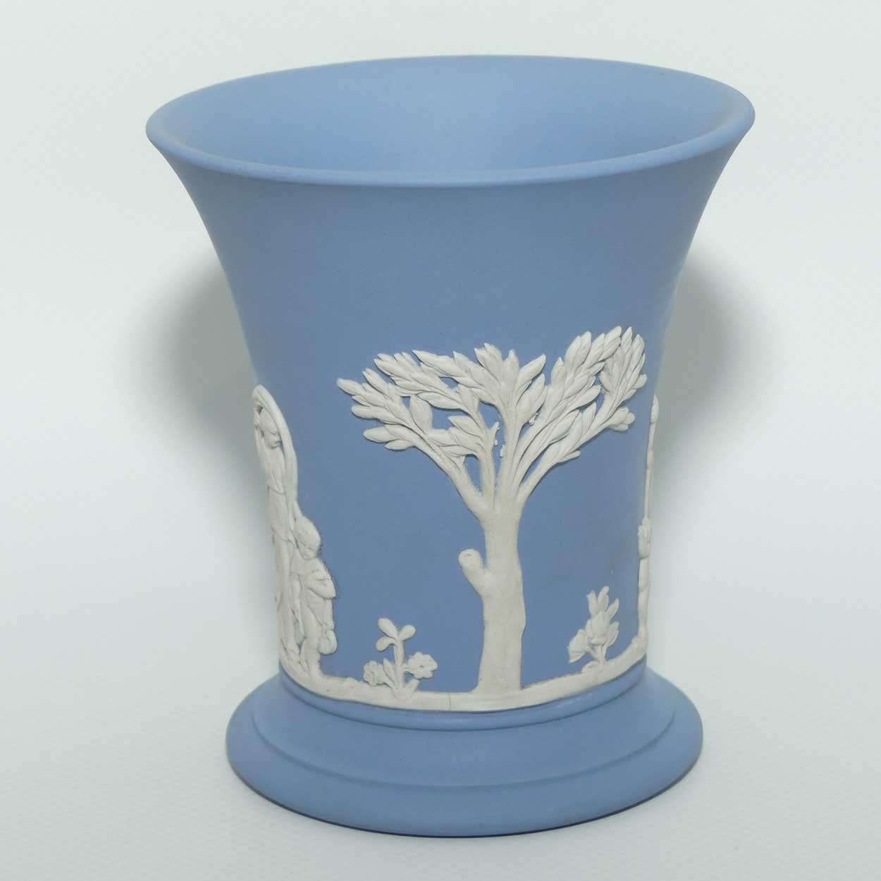 Wedgwood Jasper | White on Pale Blue | Flaired and Footed vase | #3
