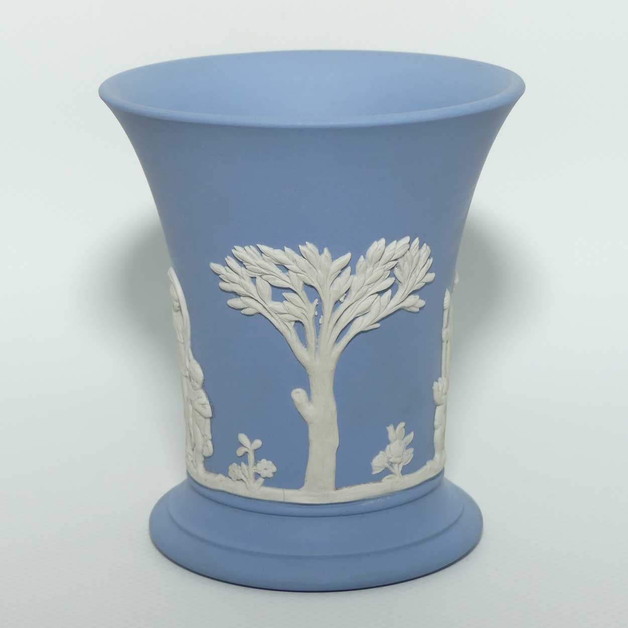 Wedgwood Jasper | White on Pale Blue | Flaired and Footed vase | #3