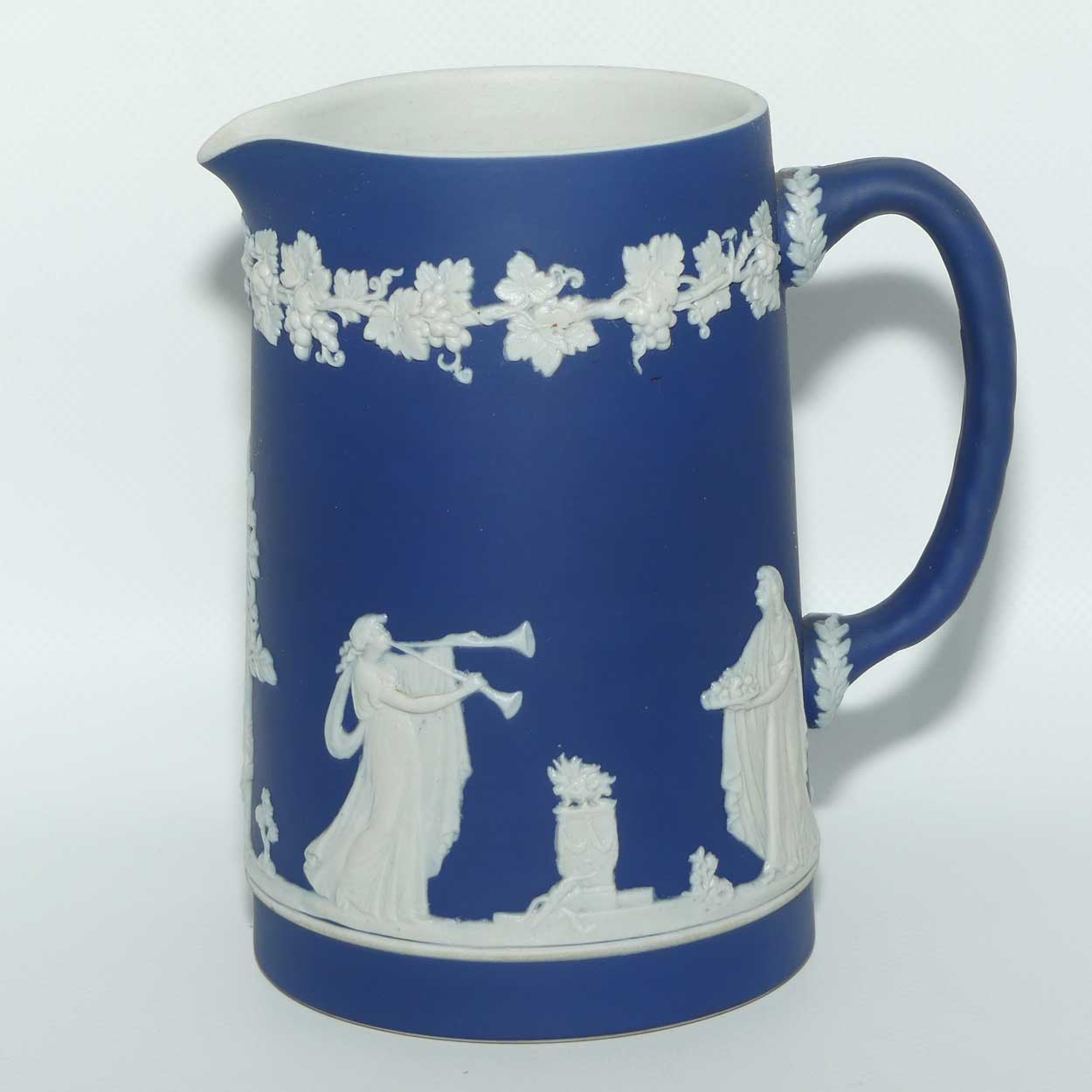 Adams Tunstall Jasper jug | White on Dark Blue | 15cm tall