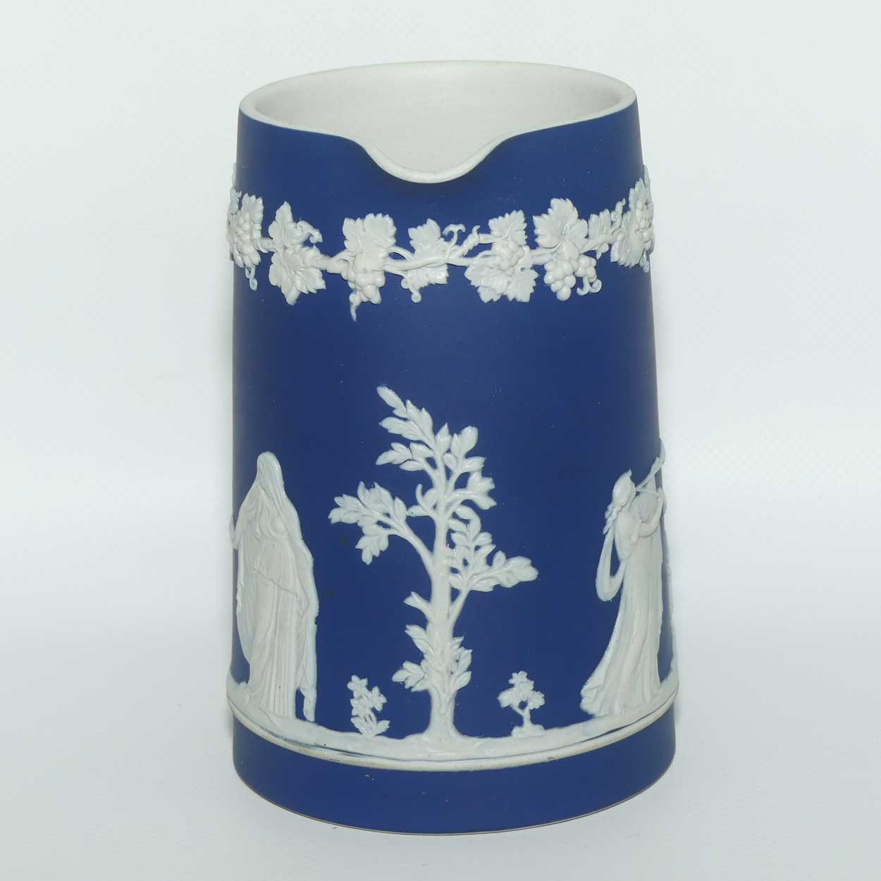 Adams Tunstall Jasper jug | White on Dark Blue | 15cm tall