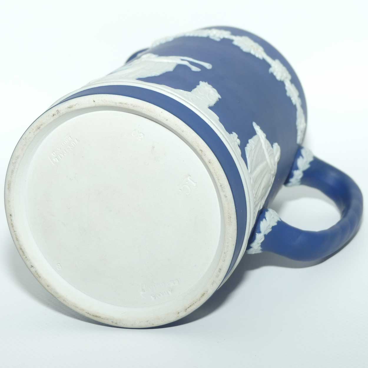 Adams Tunstall Jasper jug | White on Dark Blue | 15cm tall