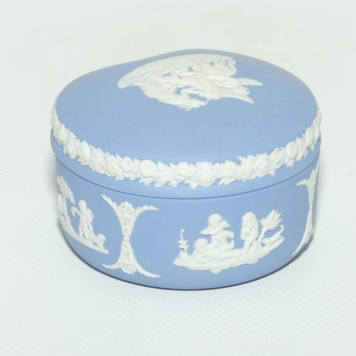 Wedgwood Jasper | White on Pale Blue | Maidens and Pegasus Bean Shape trinket | #1