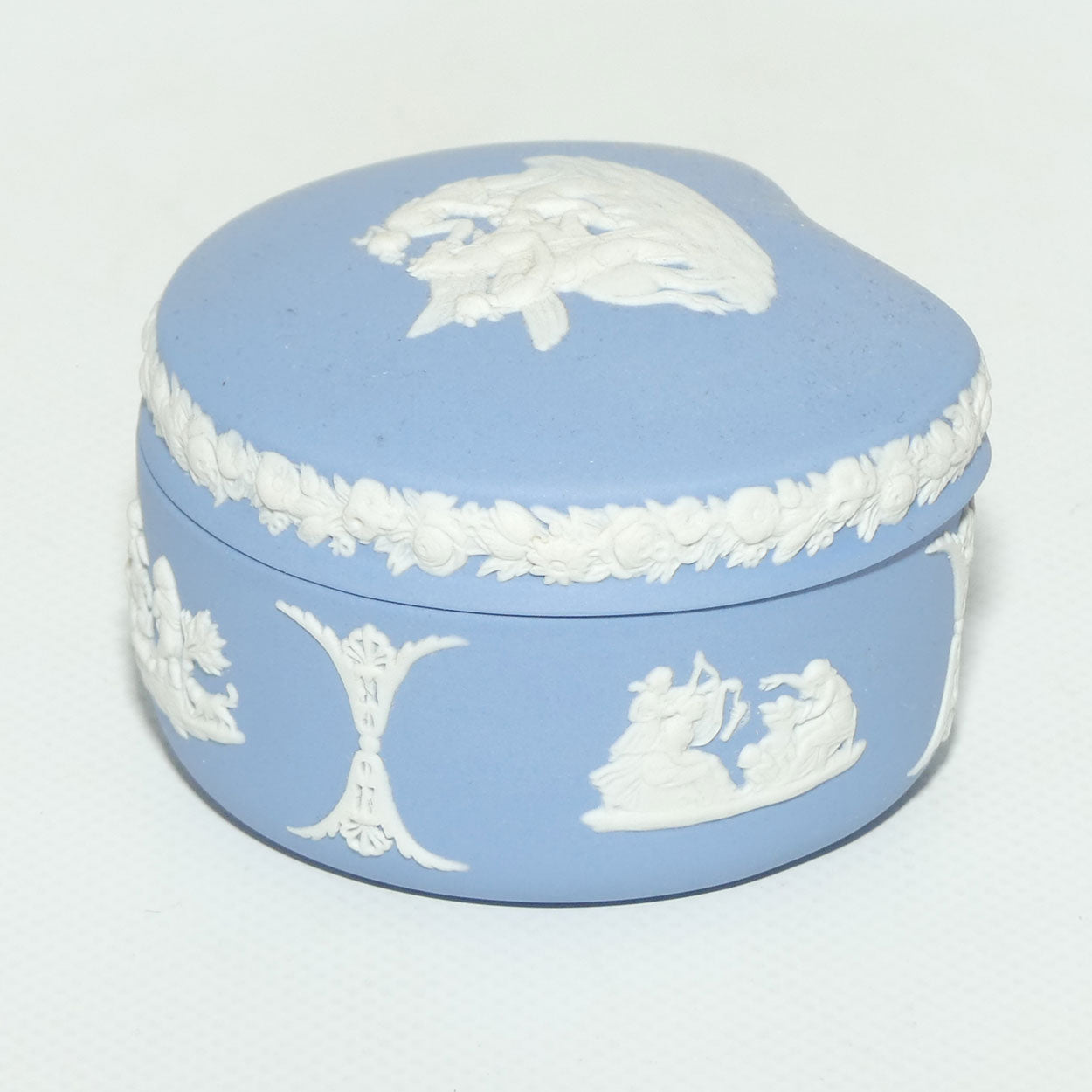 Wedgwood Jasper | White on Pale Blue | Maidens and Pegasus Bean Shape trinket | #1
