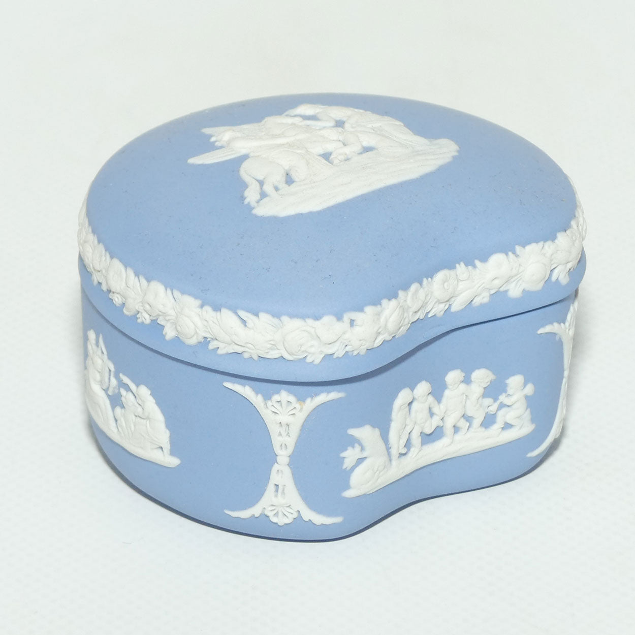 Wedgwood Jasper | White on Pale Blue | Maidens and Pegasus Bean Shape trinket | #1