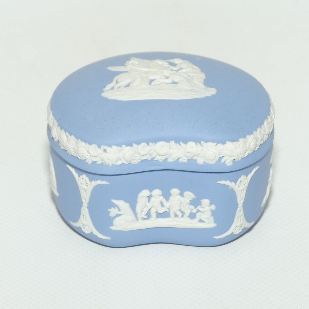 Wedgwood Jasper | White on Pale Blue | Maidens and Pegasus Bean Shape trinket | #1