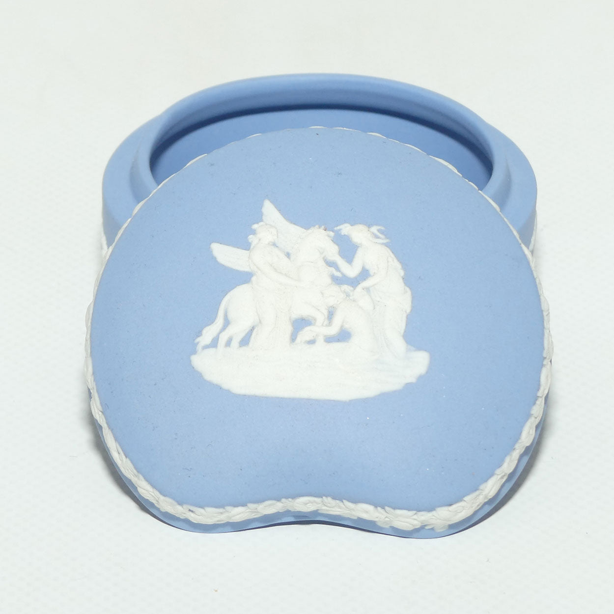 Wedgwood Jasper | White on Pale Blue | Maidens and Pegasus Bean Shape trinket | #1