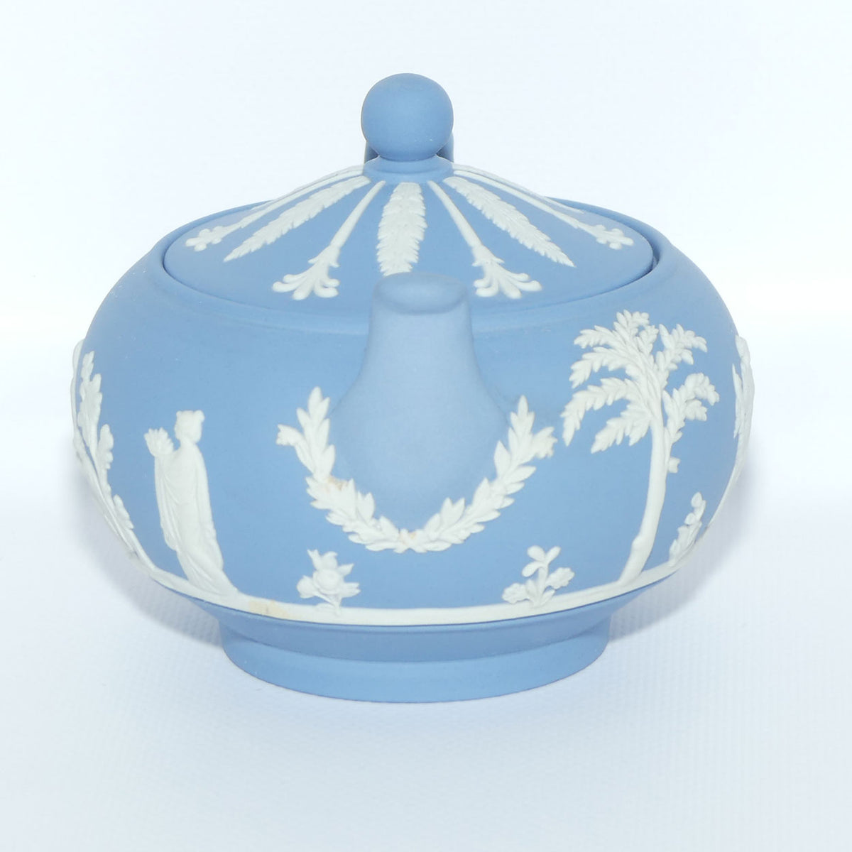 Wedgwood Jasper | White on Pale Blue milk jug and lidded sugar bowl