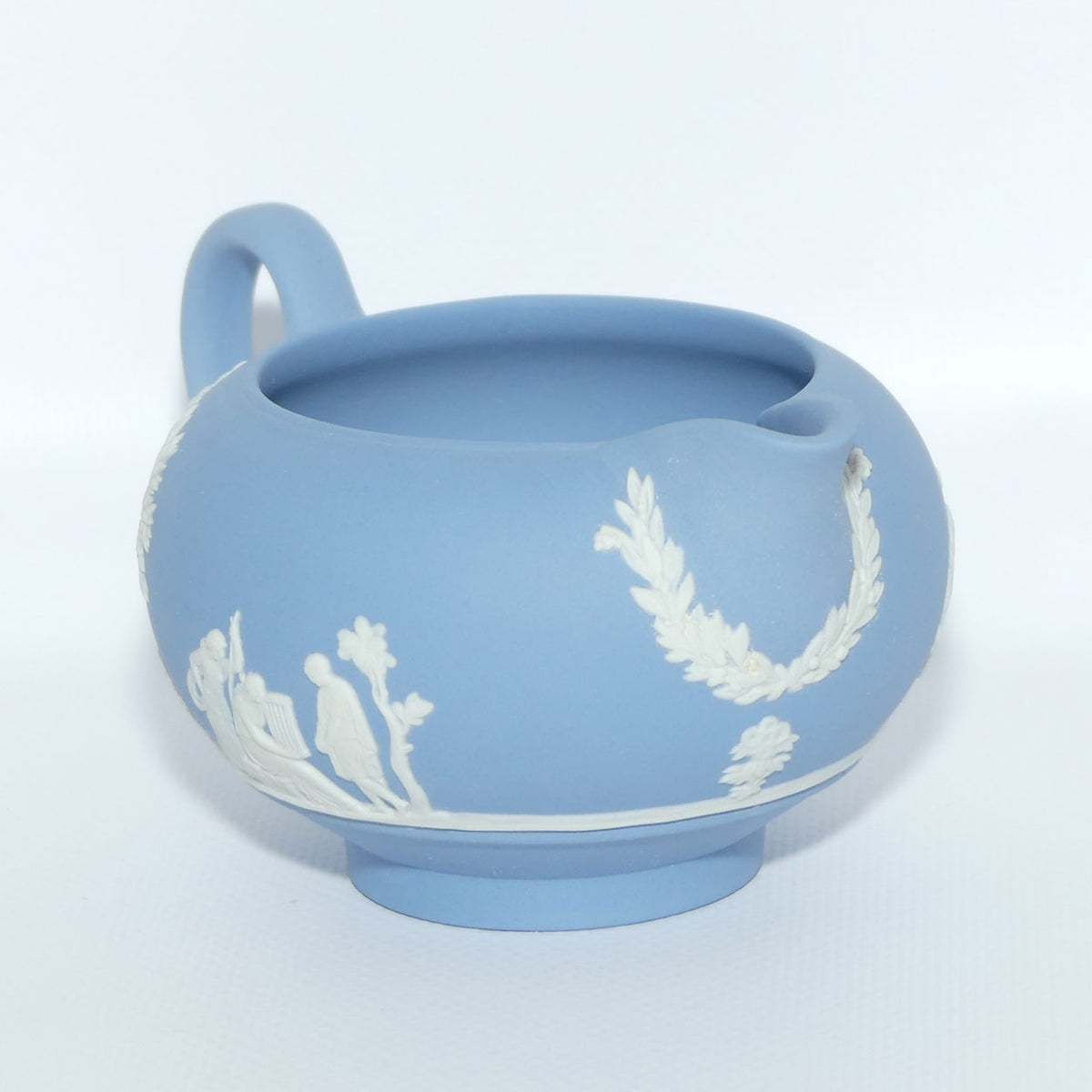 Wedgwood Jasper | White on Pale Blue milk jug and lidded sugar bowl