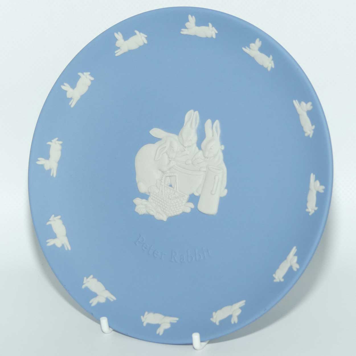 Wedgwood Jasper | White on Pale Blue Peter Rabbit plate | 16.5cm diameter