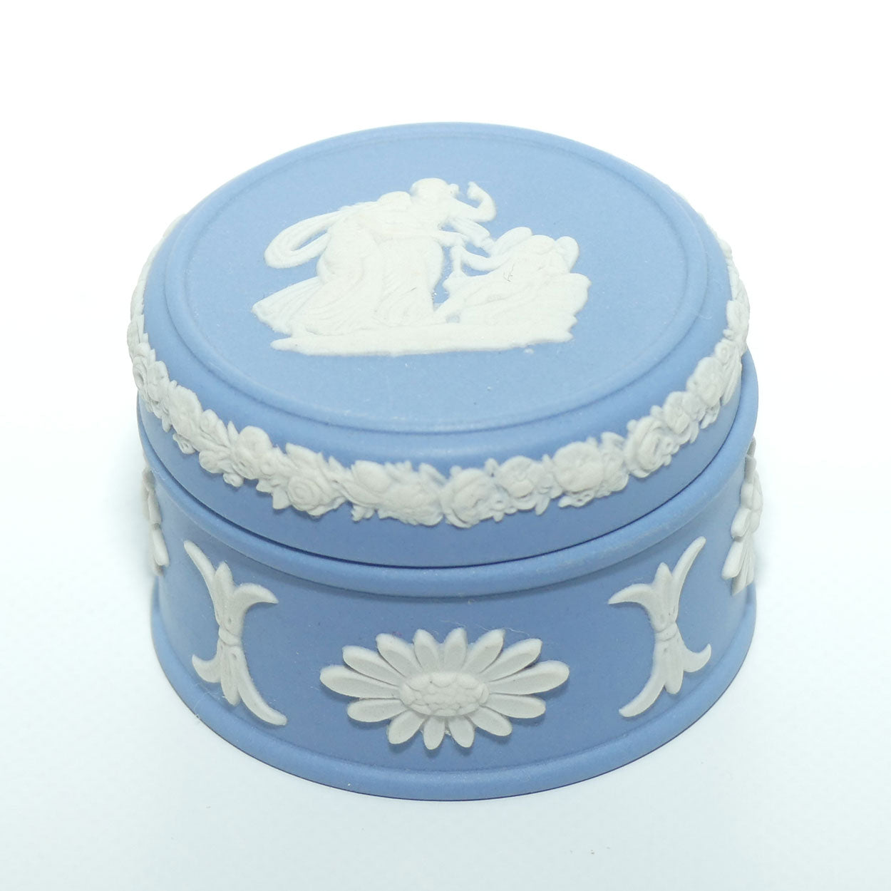 Wedgwood Jasper | White on Pale Blue | Grecian Maidens miniature trinket box