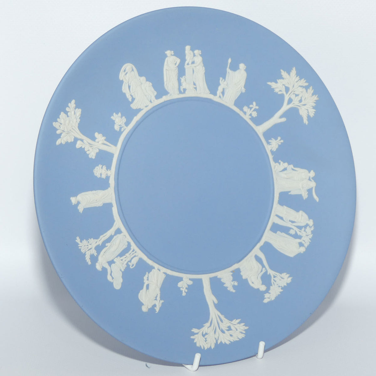 Wedgwood Jasper | White on Pale Blue | Maidens large plate | 23.8cm diam | #3