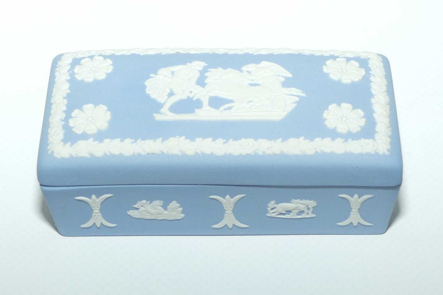 Wedgwood Jasper | White on Pale Blue | Well decorated Rectangular box | #1