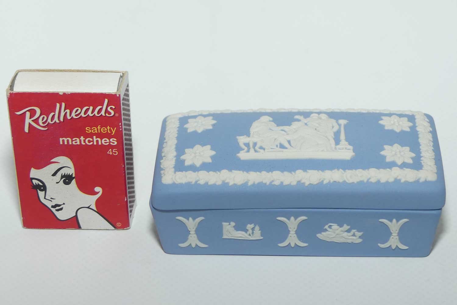Wedgwood Jasper | White on Pale Blue | Well decorated Rectangular box | #2