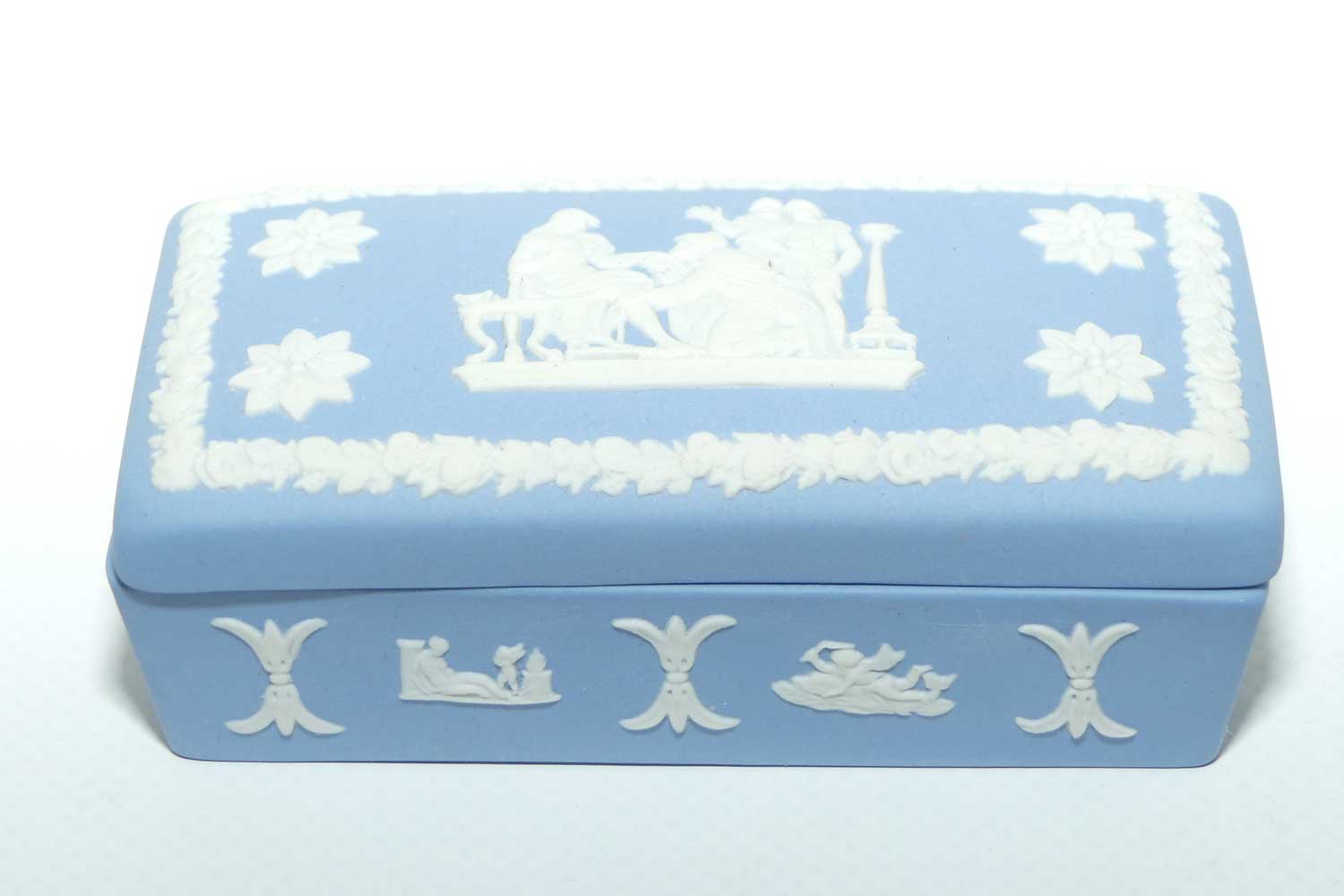 Wedgwood Jasper | White on Pale Blue | Well decorated Rectangular box | #2