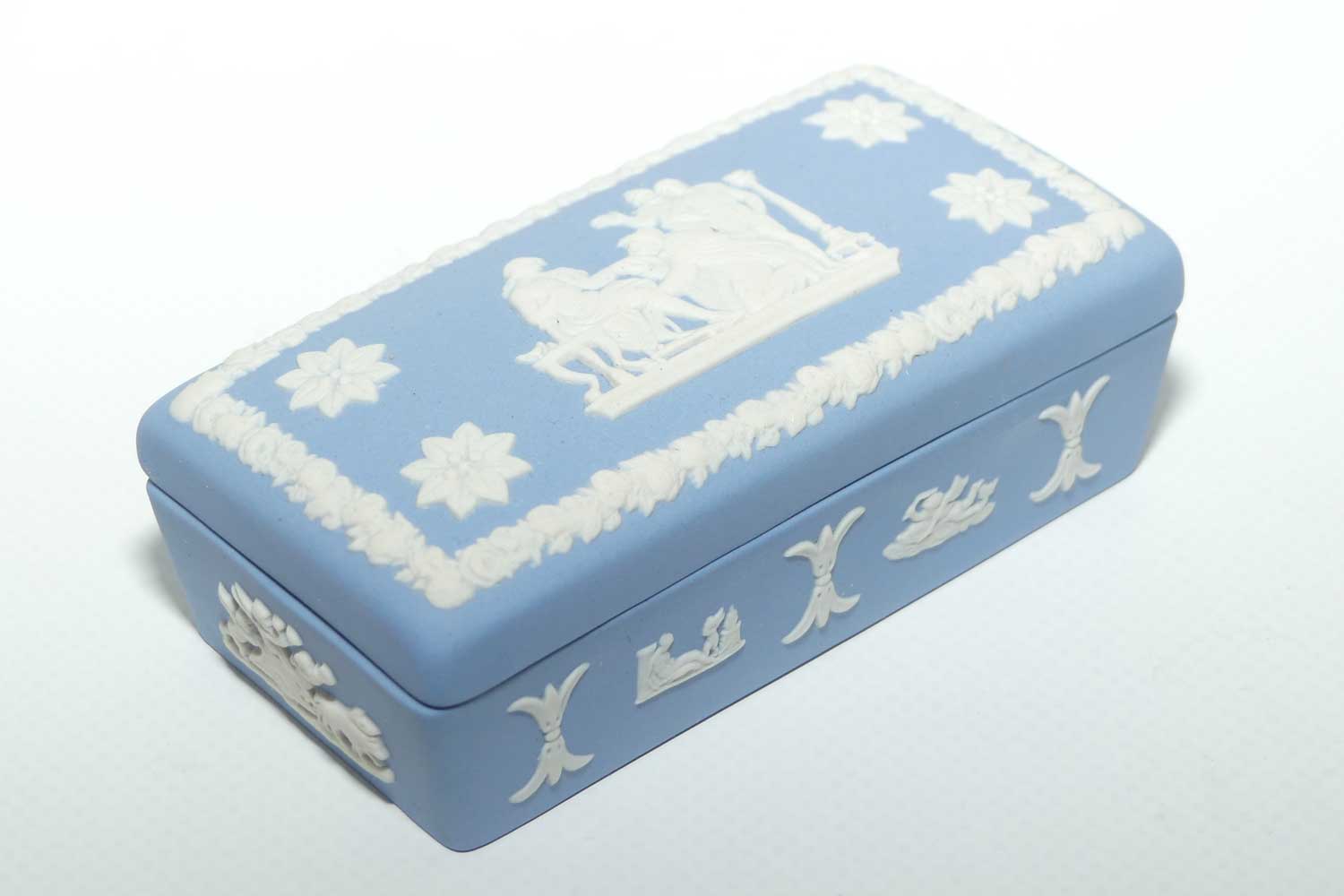 Wedgwood Jasper | White on Pale Blue | Well decorated Rectangular box | #2