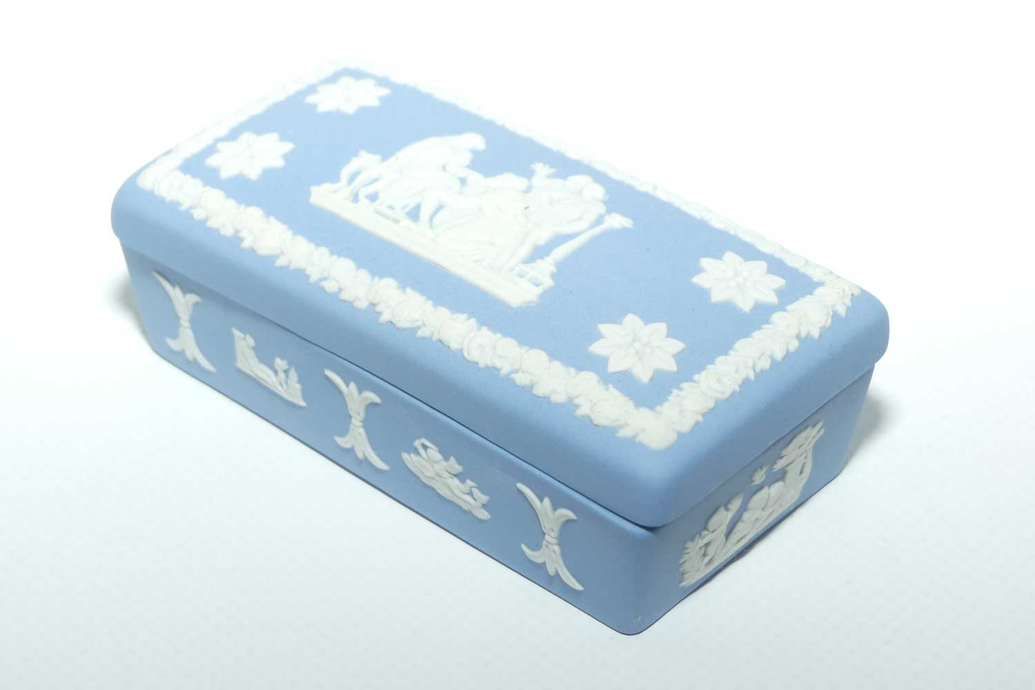 Wedgwood Jasper | White on Pale Blue | Well decorated Rectangular box | #2