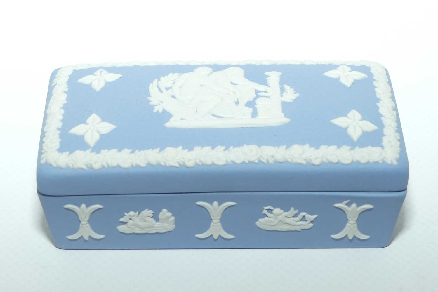 Wedgwood Jasper | White on Pale Blue | Well decorated Rectangular box | #3