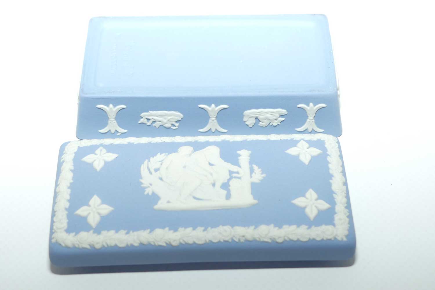 Wedgwood Jasper | White on Pale Blue | Well decorated Rectangular box | #3