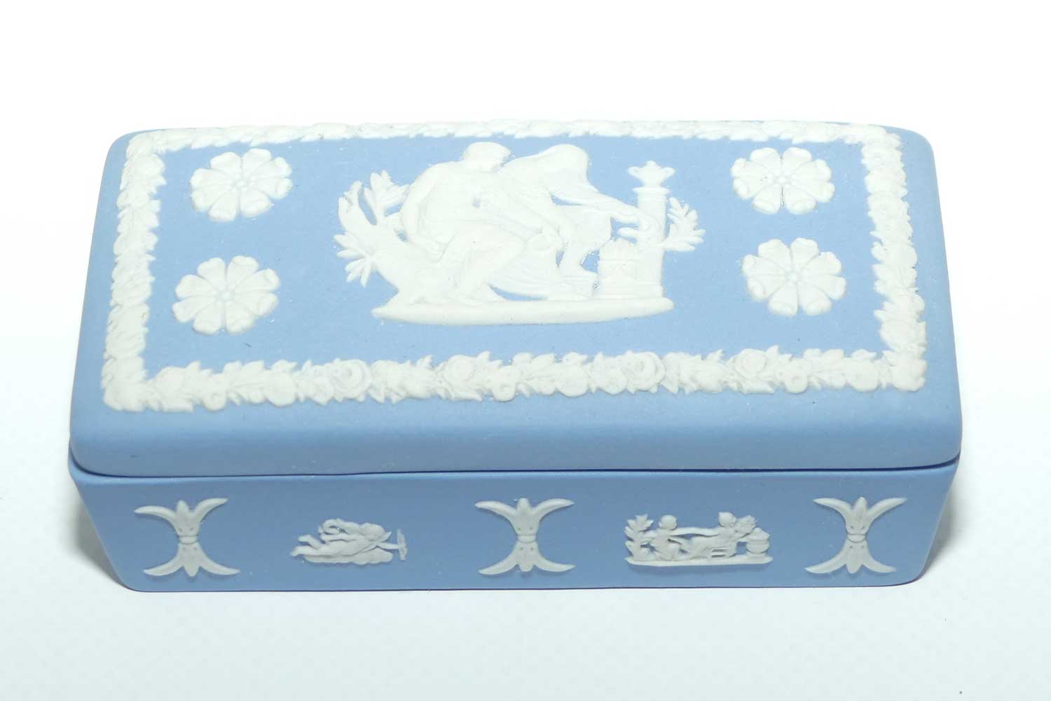 Wedgwood Jasper | White on Pale Blue | Well decorated Rectangular box | #4