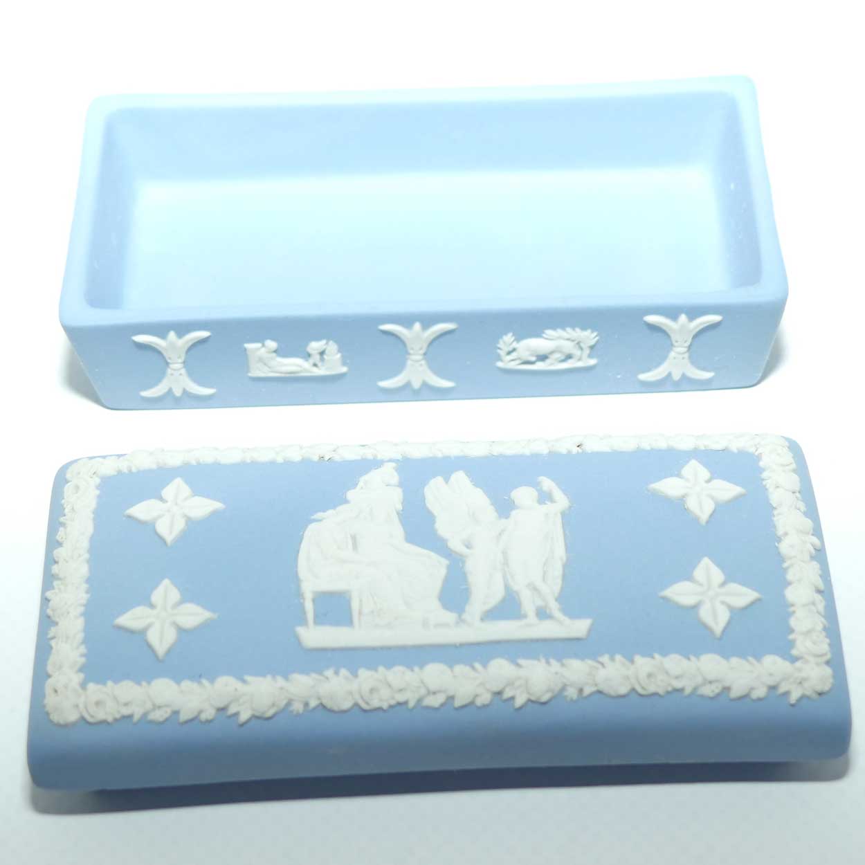 Wedgwood Jasper | White on Pale Blue | Well decorated Rectangular box | #5