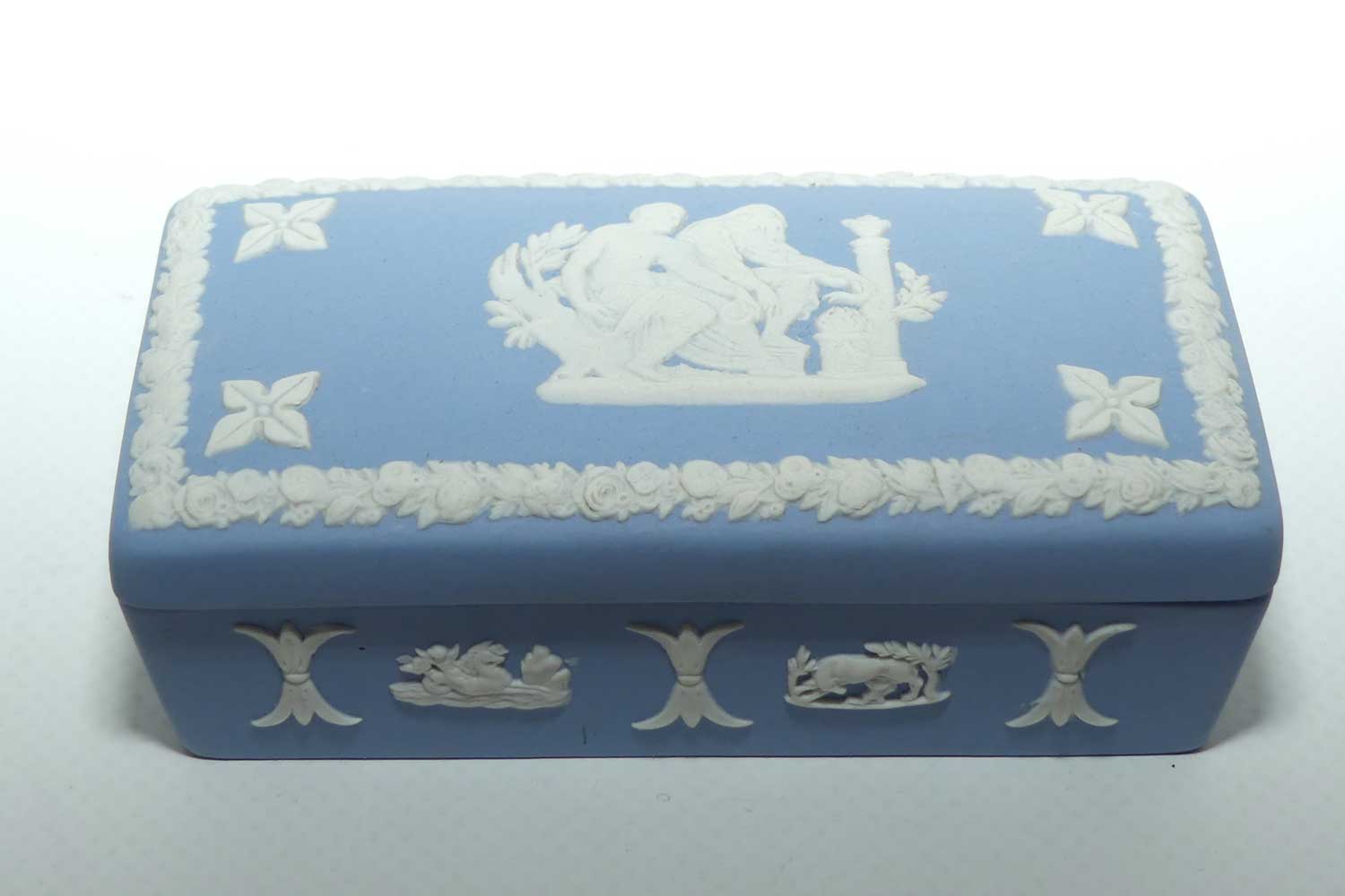 Wedgwood Jasper | White on Pale Blue | Well decorated Rectangular box | #7