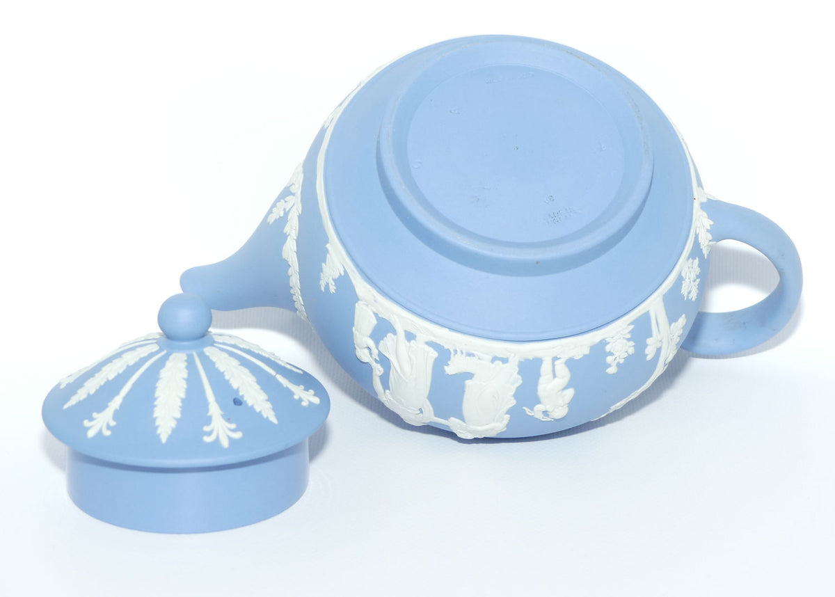 Wedgwood Jasper | White on Pale Blue tea pot depicting Grecian Maidens