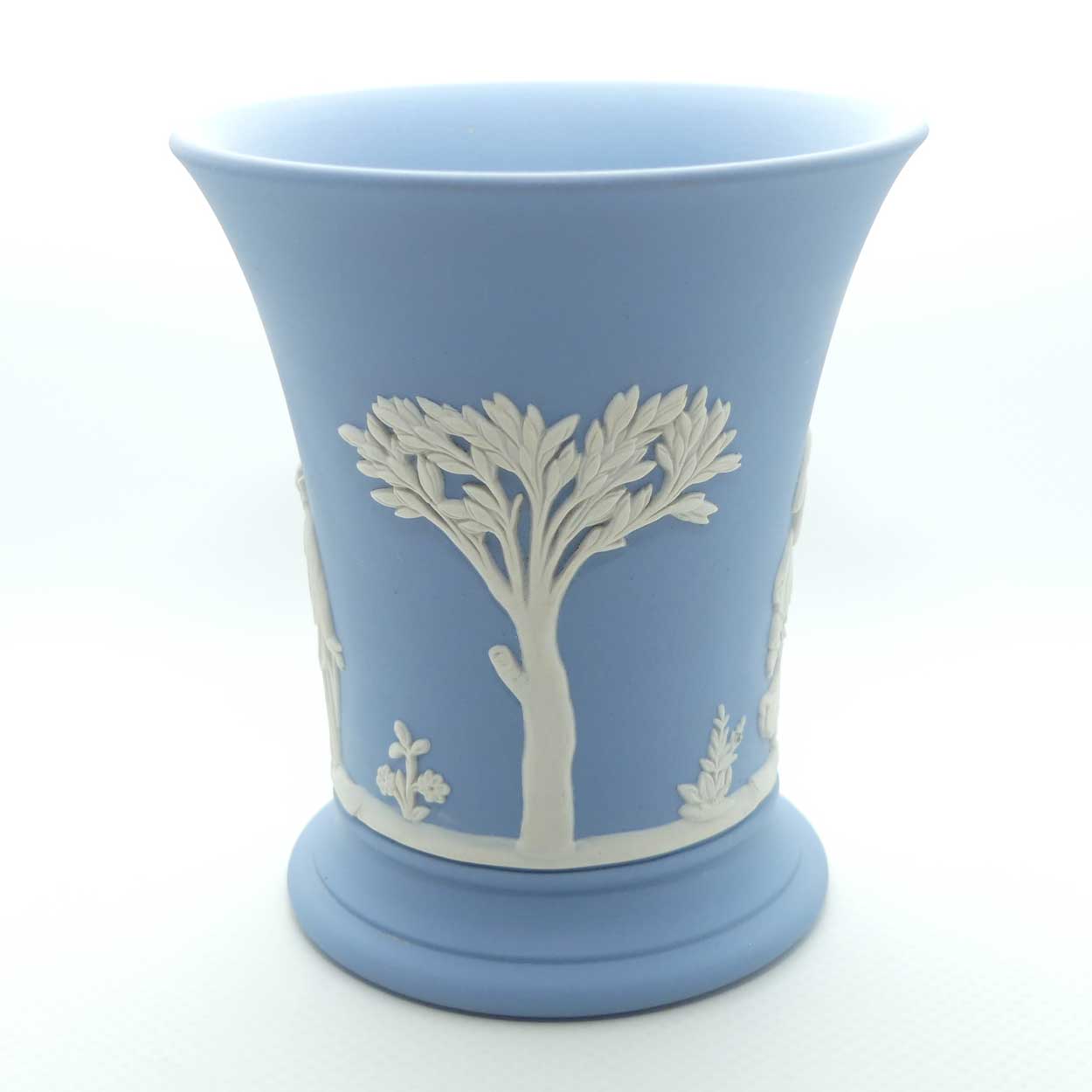 Wedgwood Jasper | White on Pale Blue | Flaired and Footed vase | #2