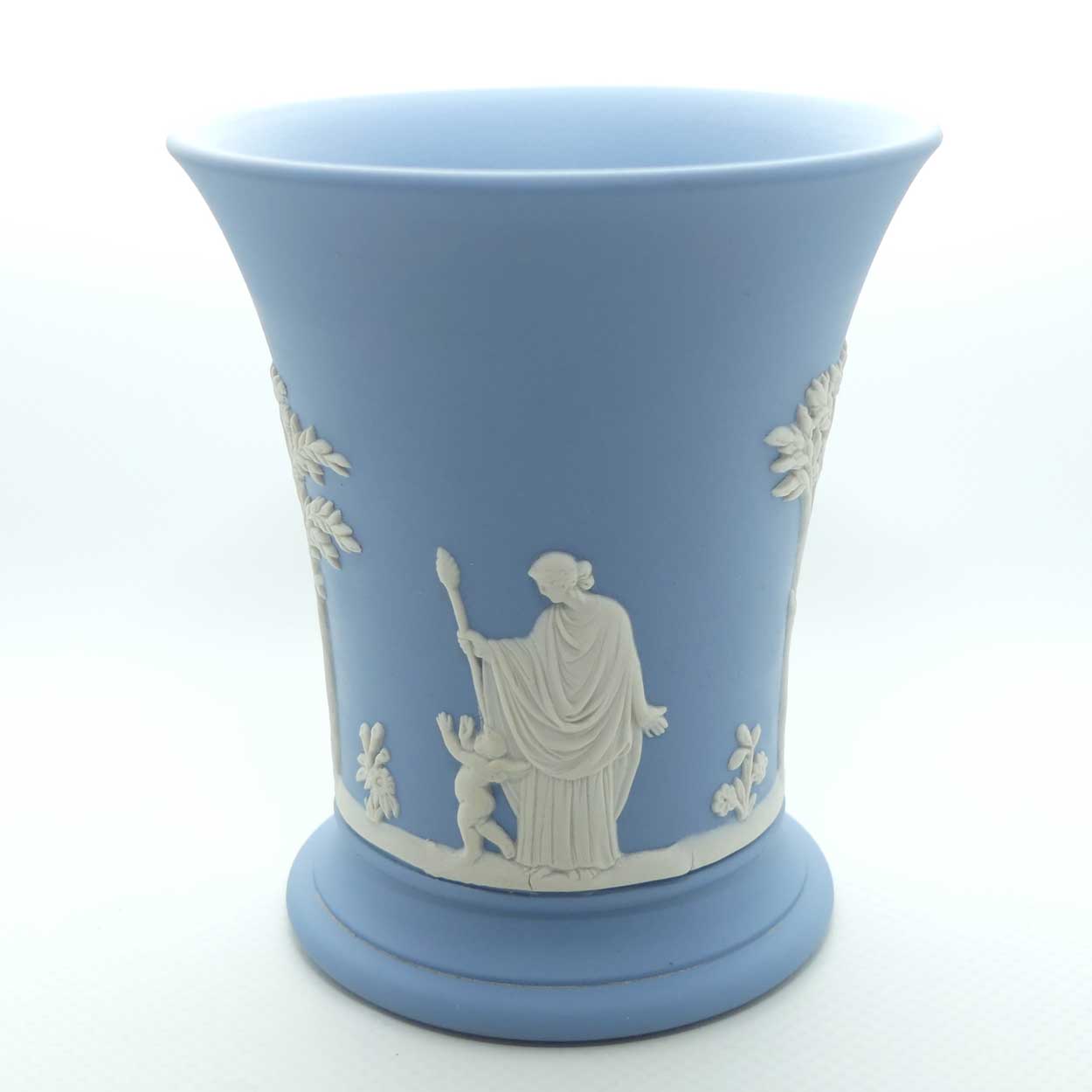 Wedgwood Jasper | White on Pale Blue | Flaired and Footed vase | #2