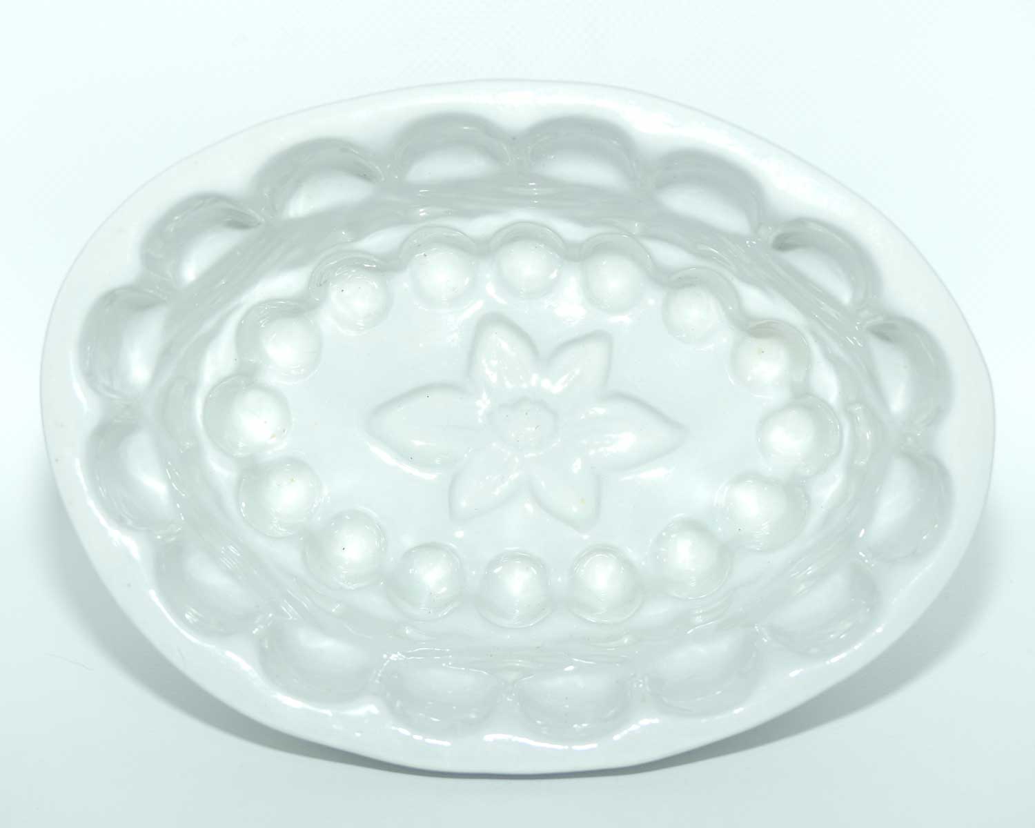 Antique Large White Porcelain Jelly Mould | Floral Pattern