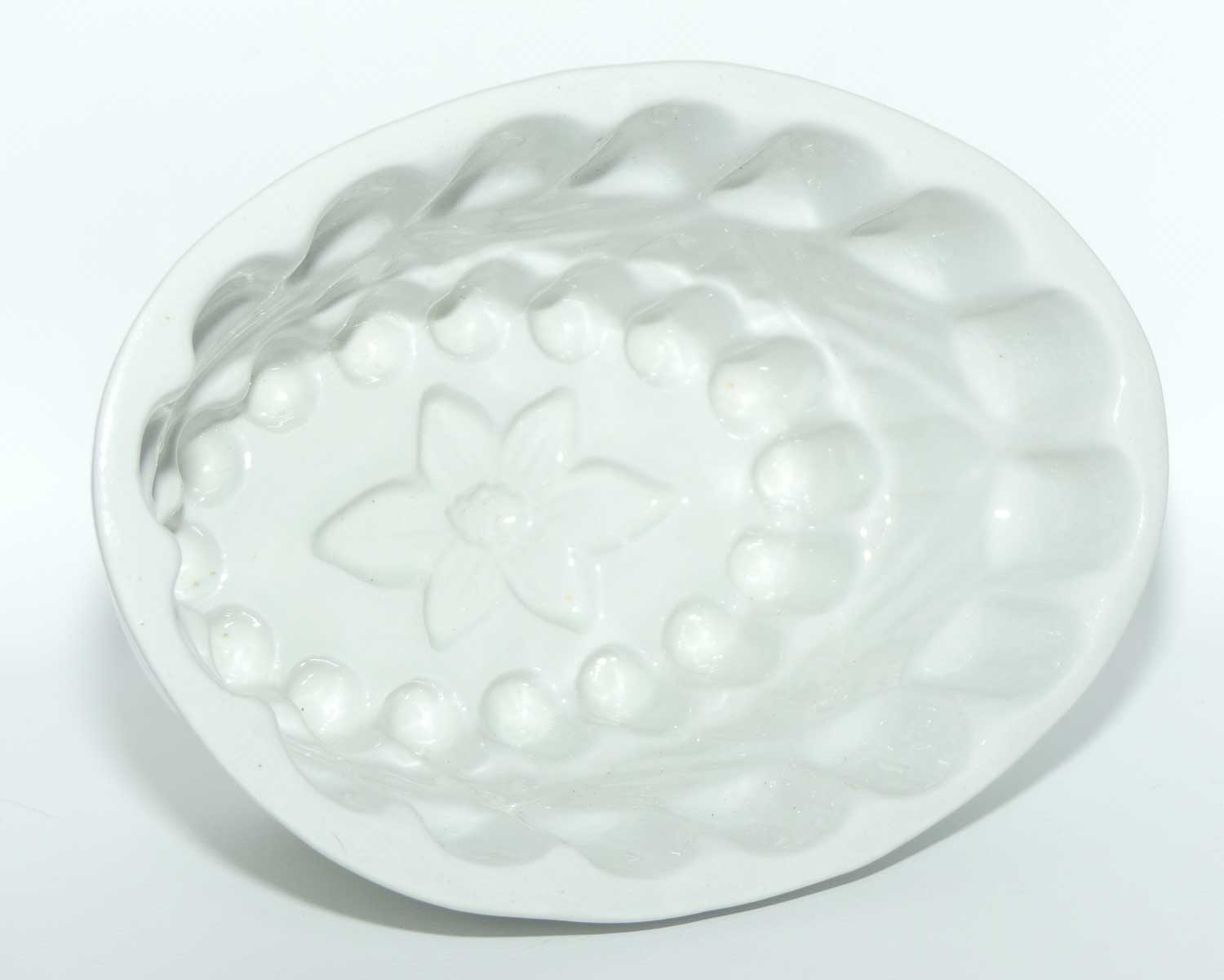 Antique Large White Porcelain Jelly Mould | Floral Pattern