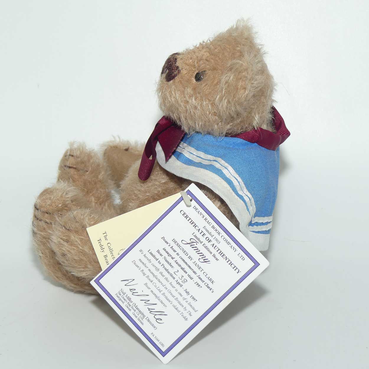 Vintage Deans Rag Book Co Ltd Teddy Bear | Jimmy | Ltd Ed signed Janet Clark