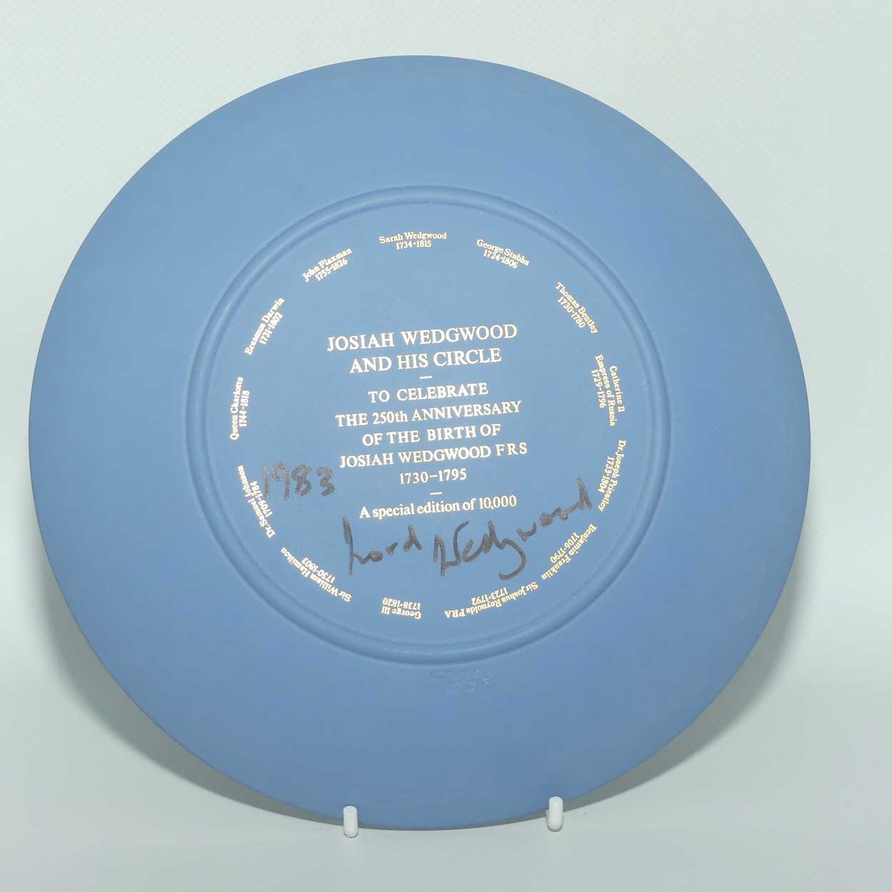 Wedgwood Jasper | White on Pale Blue | Josiah and His Circle | 250th Anniversary Josiah Wedgwood 1730 - 1980 plate | 21cms