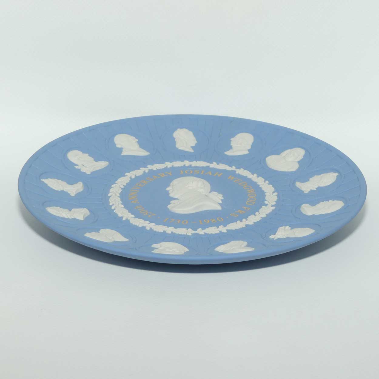 Wedgwood Jasper | White on Pale Blue | Josiah and His Circle | 250th Anniversary Josiah Wedgwood 1730 - 1980 plate | 21cms