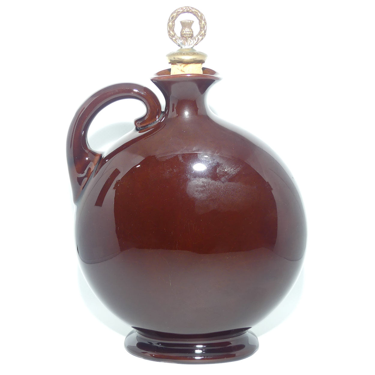 Royal Doulton Kingsware The Jovial Monk flat round flask | with stopper | Dewars