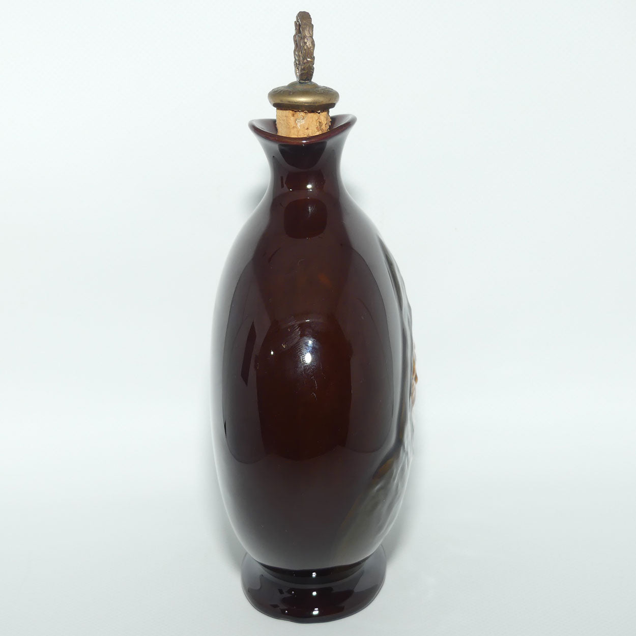 Royal Doulton Kingsware The Jovial Monk flat round flask | with stopper | Dewars