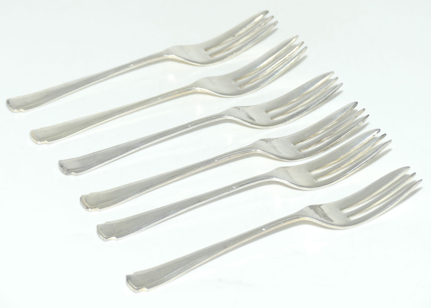 Set of 6 Jubilee Plate | Silver Plated cake forks | Art Deco design | 13.4cm