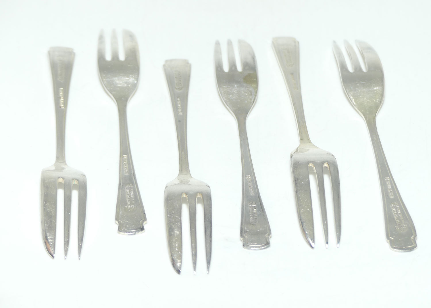 Set of 6 Jubilee Plate | Silver Plated cake forks | Art Deco design | 13.4cm