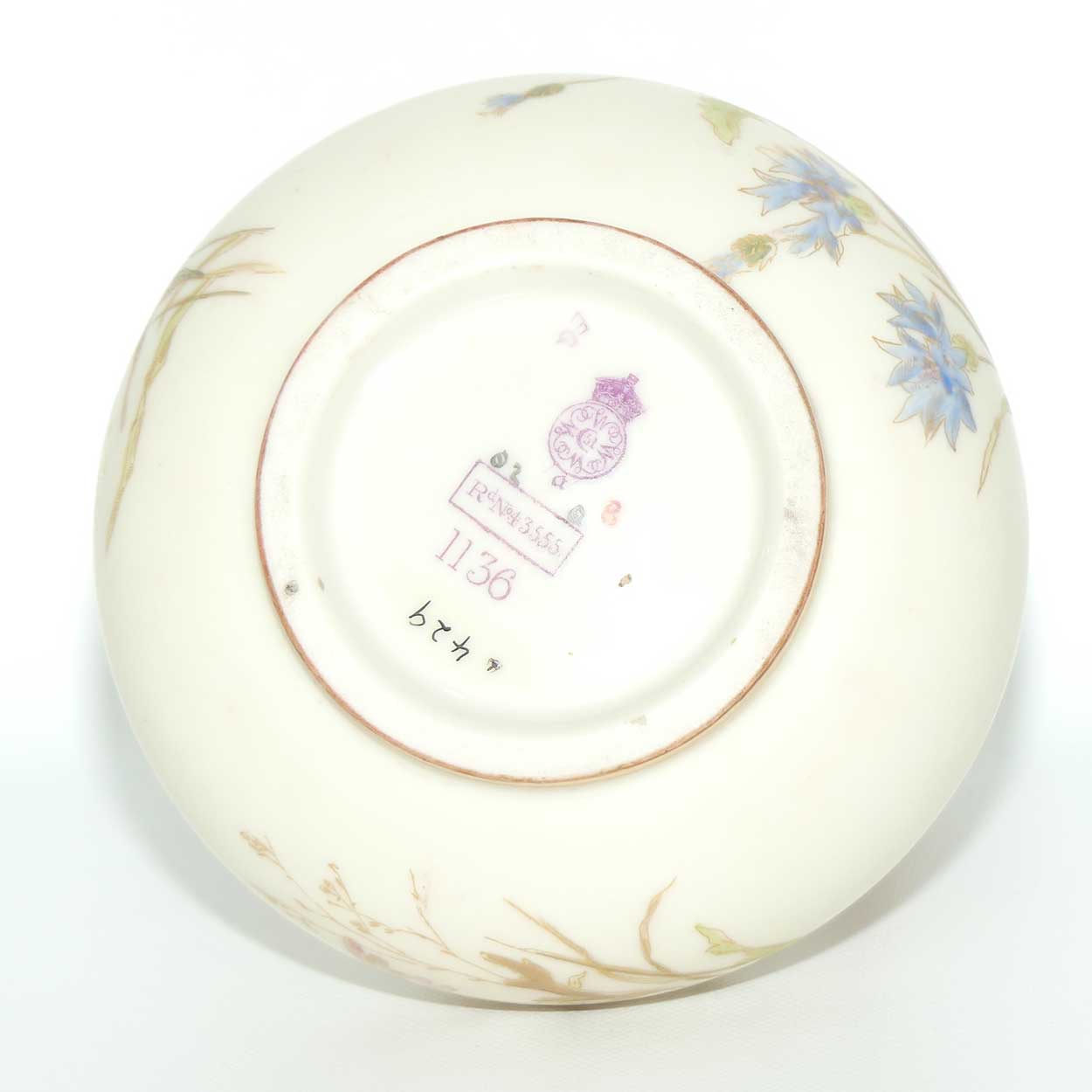 Royal Worcester Blush Ivory hand painted bulbous jug with poppies and dolphin handle (Smaller size)