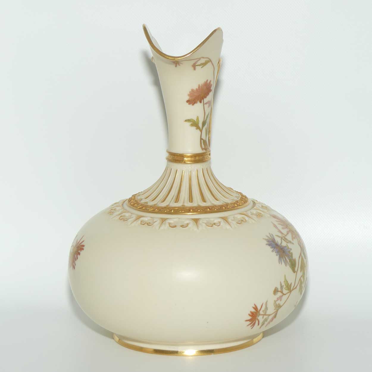 Royal Worcester Blush Ivory hand painted bulbous jug with dolphin handle (Larger)