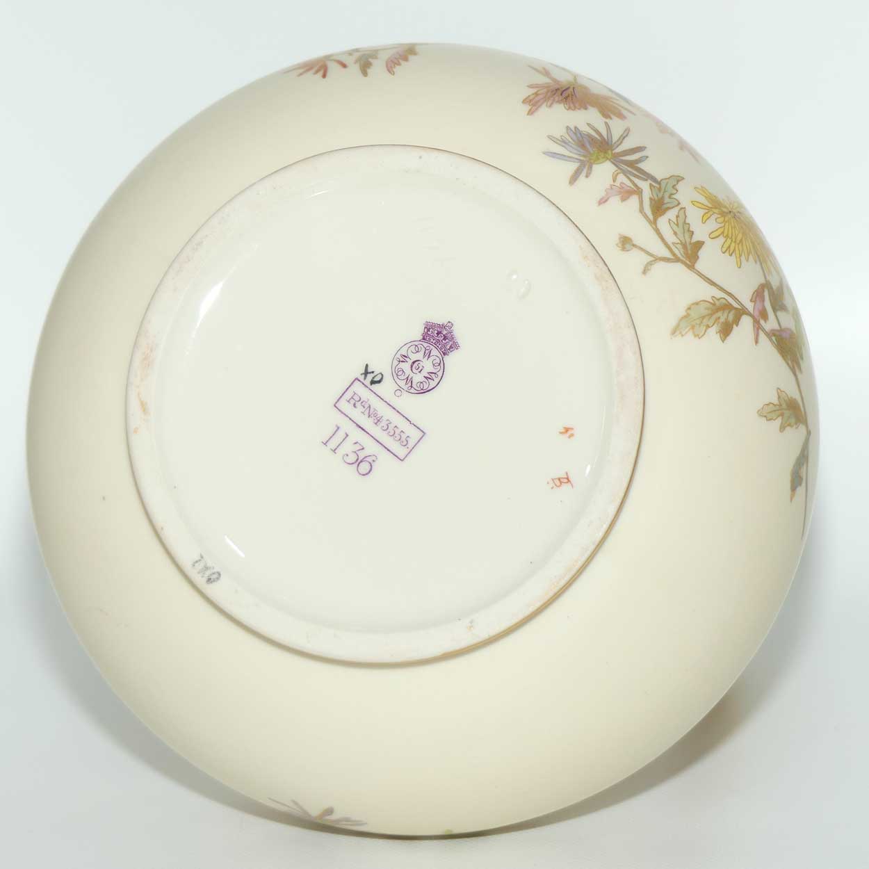 Royal Worcester Blush Ivory hand painted bulbous jug with dolphin handle (Larger)