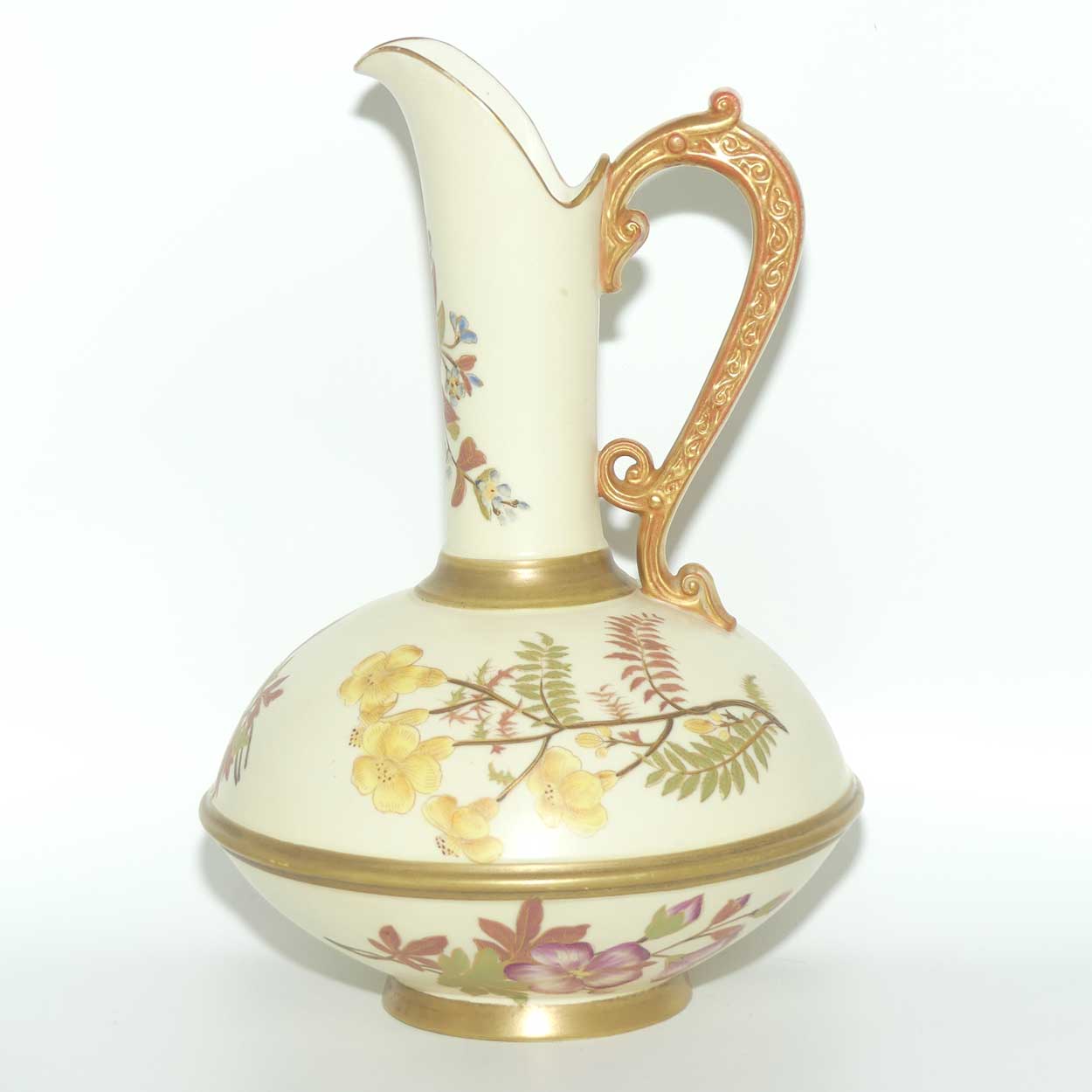 Royal Worcester Blush Ivory hand painted floral tall bulbous jug