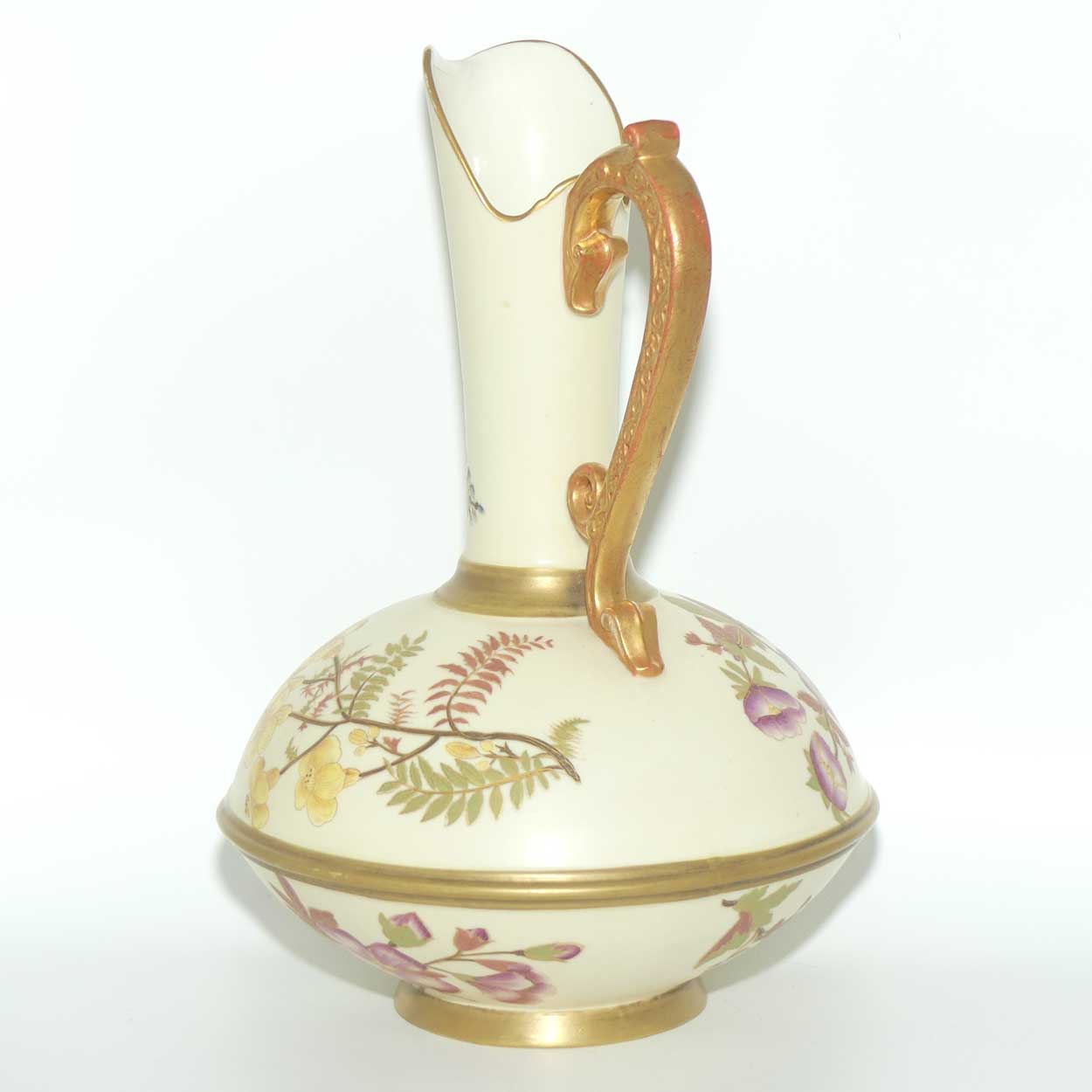 Royal Worcester Blush Ivory hand painted floral tall bulbous jug