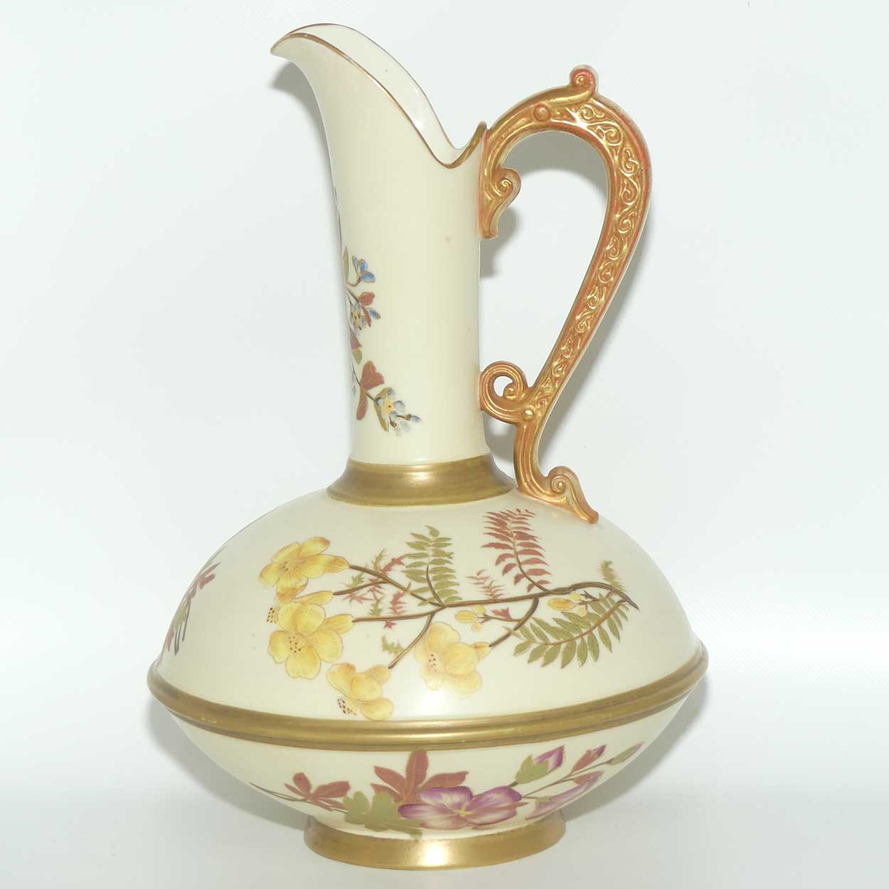 Royal Worcester Blush Ivory hand painted floral tall bulbous jug